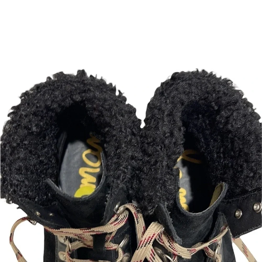 Sam Edelman Luther Suede and Faux Shearling High Top Sneaker SZ 9 Black